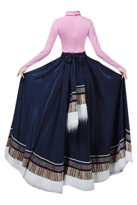 Design Tibetan dance costume skirt, custom-made big swing skirt performance costume, women's top jumpsuit, Tibetan practice clothing, art test ethnic style, Tibetan performance costume SKDO020 detail view-3